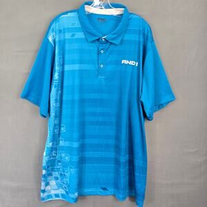 AND1 Blue Teal Polo Shirt Big Tall 3XL Basketball Short Sleeves Men's Button Up